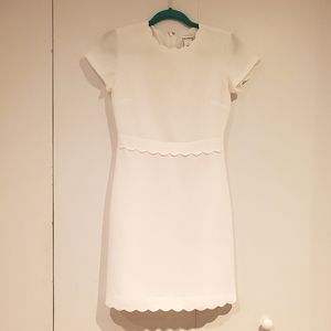 NWT Club Monaco Santina white scalloped hem shift dress